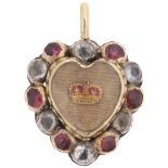 A 17th century Stuart Crystal heart pendant, circa 1680, possibly Charles I Royalist, the central