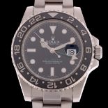 ROLEX - a stainless steel Oyster Perpetual Date GMT-Master II automatic calendar bracelet watch,