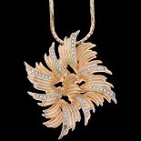 CHRISTIAN DIOR - a Vintage gilt-metal paste floral pendant necklace, on original Dior chain, signed,