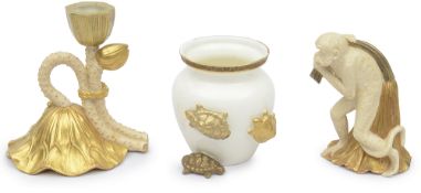 A Royal Worcester monkey with lotus flower, c.1886