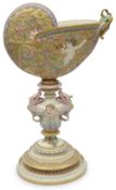 A Royal Worcester Nautilus shell centrepiece, dated 1878,