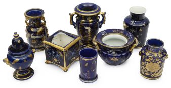 A collection of late Georgian Mason's Ironstone mazarine blue wares