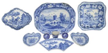 A collection of early 19th century blue and white transfer decorated pearlware