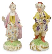 A pair of early 19th century Derby polychrome porcelain figures