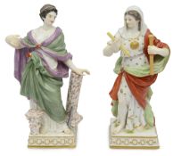 A pair of late 19th century Meissen allegorical polychrome porcelain figures
