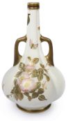 A Royal Worcester blush ground bottle vase, c.1878