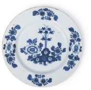 An 18th century English blue and white Delft plate c1760