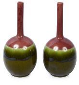 A pair of late 19th Century Art Pottery bottle vases