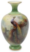 A Royal Worcester vase handpainted by A. Hood, c.1926