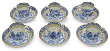 A mid 19th century Miles Mason Ironstone coffee set in the Willow pattern