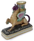 A Royal Worcester Griffin form candlestick, circa 1880,