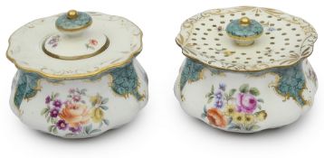 A late 19th/early 20th century Meissen polychrome porcelain composite desk set