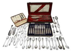 A collection of miscellaneous silver spoons, flatwares and other items