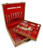 An Elizabeth II silver Glamis pattern canteen of flatware, cased
