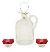 An Edward VII glass and silver collared decanter with stopper