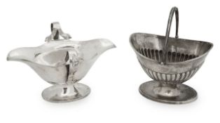 An Edward VII silver twin-handled sauce boat