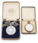 A silver half hunter pocket watch