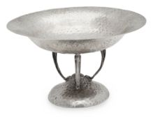 A George V Arts & Crafts planished silver tazza