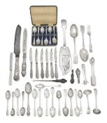 A collection of silver spoons and flatware