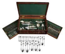 A silver Fiddle Thread pattern harlequin part canteen of flatware, cased