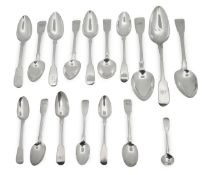 George III/ IV, William IV and early Victorian silver fiddle pattern spoons