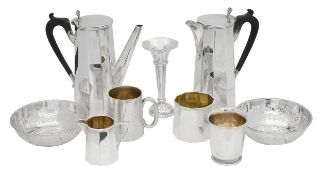 A collection of silver and silverplated wares