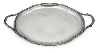 An Elizabeth II silver twin-handled tray