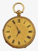 An 18ct gold open faced key wind pocket watch