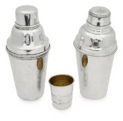 An Asprey silver plated cocktail shaker and another (2)
