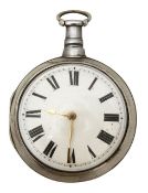 A George III silver pair cased pocket watch