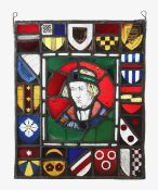 A leaded stained glass panel