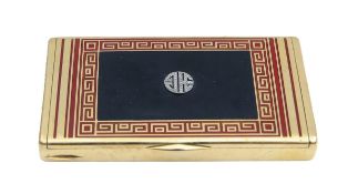 A French Art Deco yellow gold and enamel cigarette case