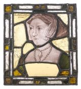 A leaded stained glass panel after Hans Holbein