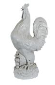 A large Vienna blanc de chine porcelain cockerel