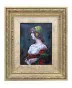 An enamel on copper portrait of a young maiden