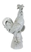 A large Vienna porcelain blanc de chine porcelain cockerel