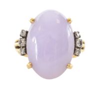 A lilac jade and diamond dress ring