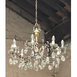 SIX VINTAGE CUT GLASS CHANDELIERS, BUYER REMOVES (SPEAK TO AUCTIONEER)