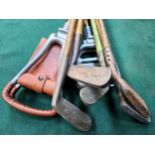 Various Antique golf clubs, shooting sticks, etc all used unchecked reasonable