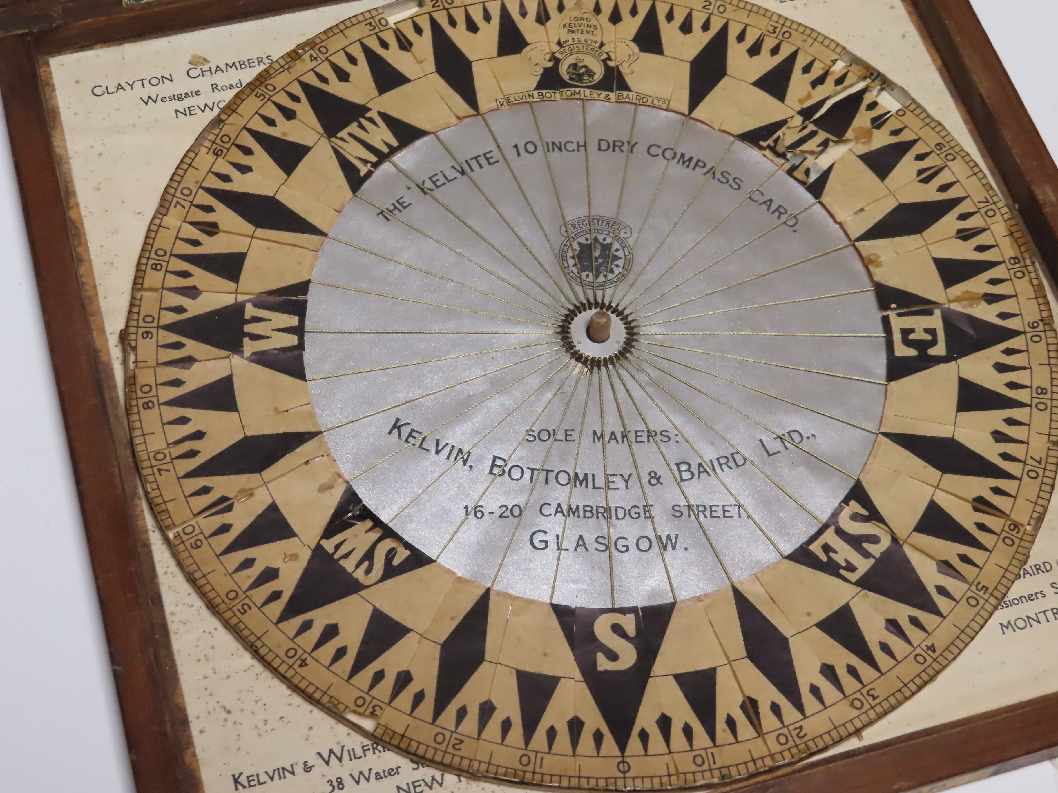 A 10IN. SUPER-LIGHTWEIGHT COMPASS CARD BY KELVIN, BOTTOMLEY & BAIRD LTD ...