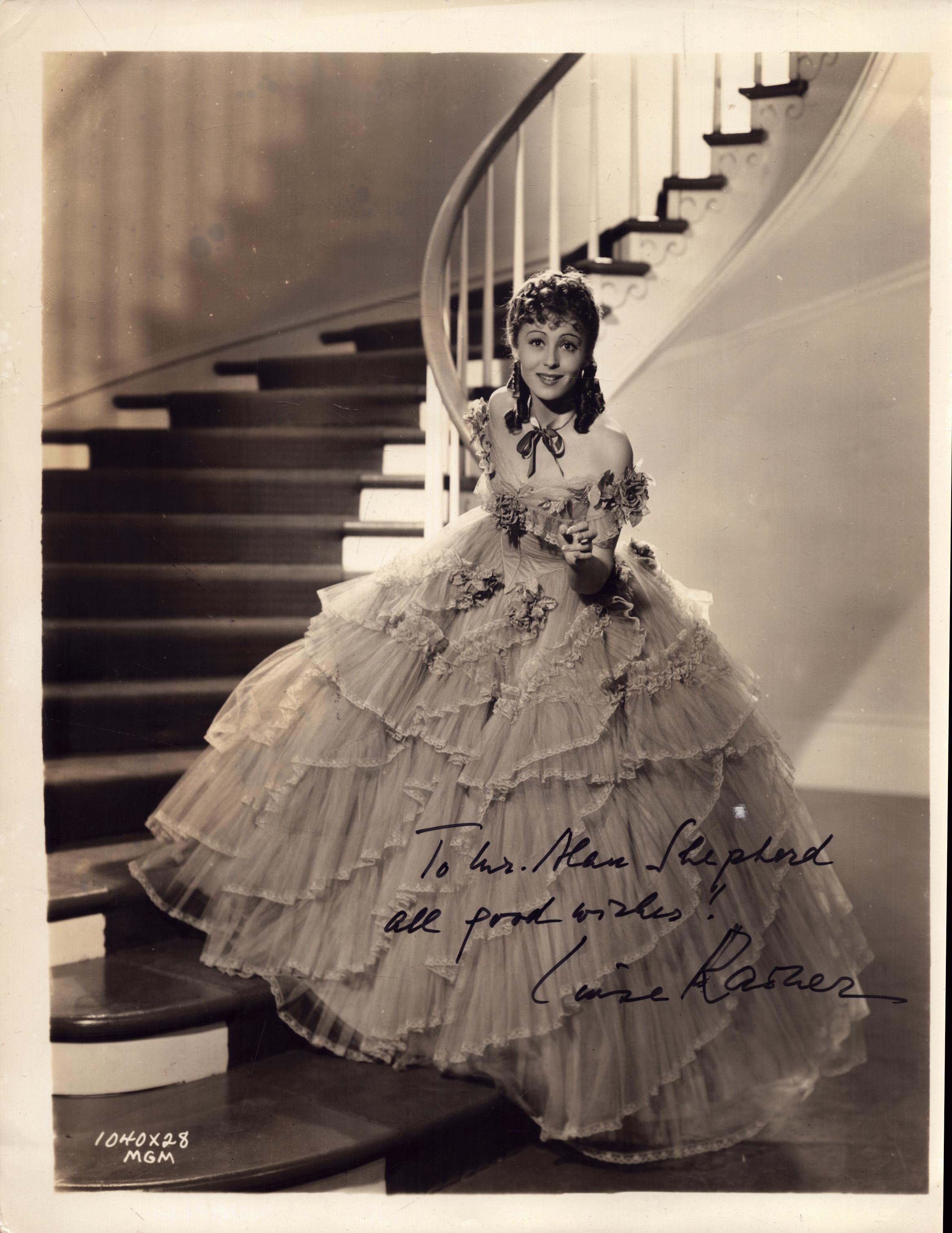 Luise Rainer signed 10x8 inch black and white vintage photo. Good condition Est.