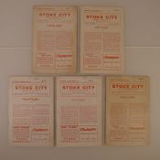 5 x Stoke City 1960-61 football programmes, Vs Portsmouth Jan 2 1960, Vs Ipswich Town Feb 20 1960 (