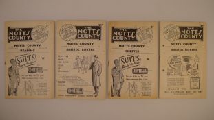 4 x Notts County 1958-59 football programmes, Vs Bristol Rovers Feb 8 1958, Vs Bristol Rovers Apr 23