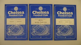 3 x Chelsea 1953-54 Season football programmes, Vs Aston Villa Sept 19 1953, Vs Burnley Nov 14