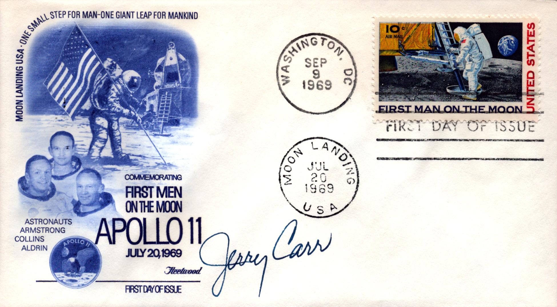 Astronaut Colonel USMC signed Commemorating First Men on the Moon Apollo 11 July 20, 1969, FDC PM