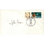 Astronaut Colonel USAF John Casper signed envelope PM Houston, TX Feb 28 AM 1990 77201.