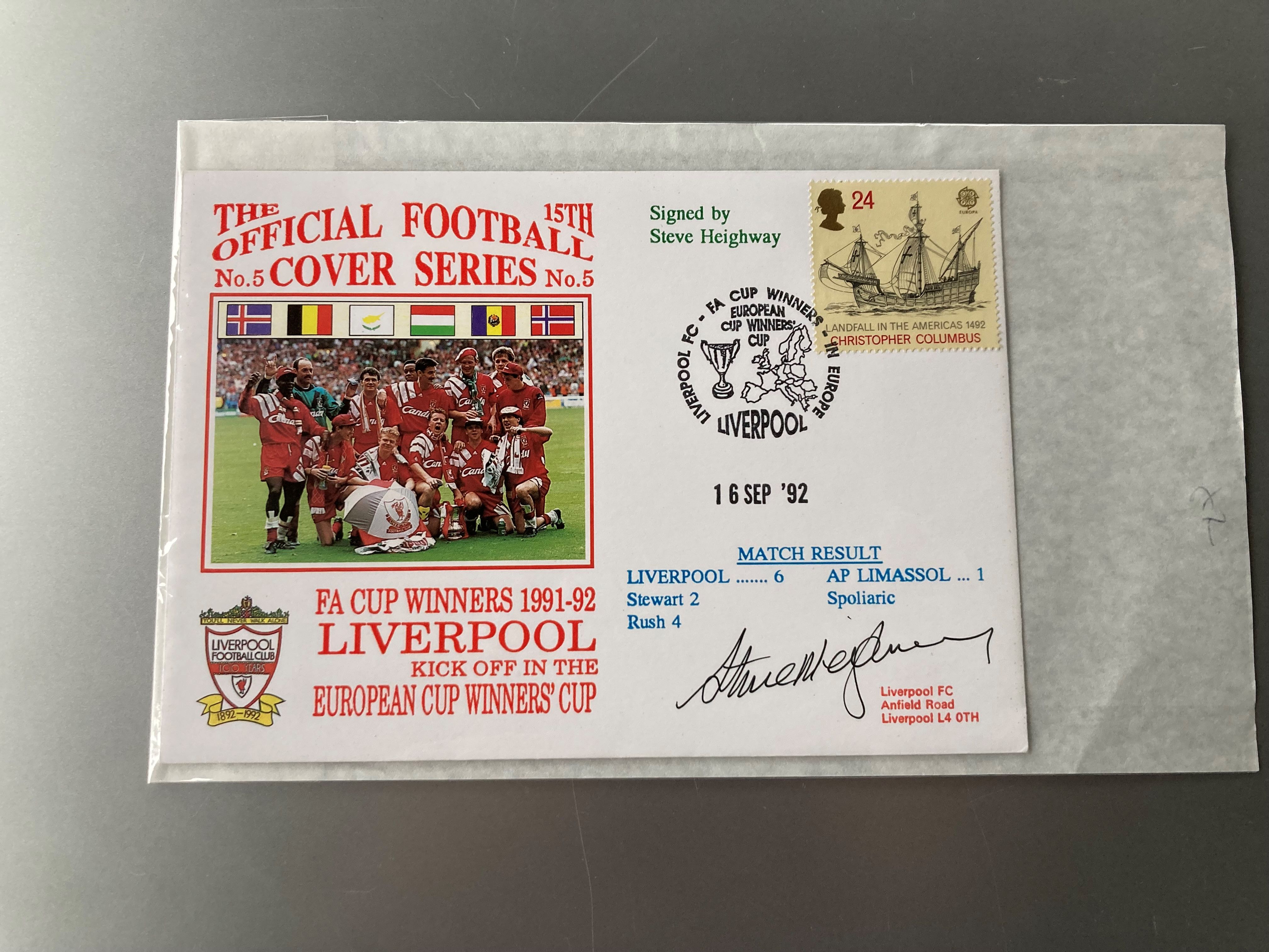 Football Liverpool legend Steve Heighway signed Liverpool 6 : A P Limassol 1. official 1992 Dawn
