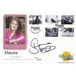 2001 Signed Shauna Lowry with set of 5 Cat and Dog Stamps FDC. 13 February 2001 Battersea London SW8