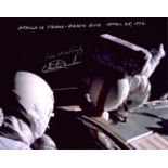 Apollo 16 Astronaut`s Charlie Duke and Ken Mattingly signed 10x8 inch colour photo Trans-Earth EVA