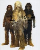 Star Wars Solo colour 8x10 photo signed by Wookie actors Matt Tyler and Ross Sambridge